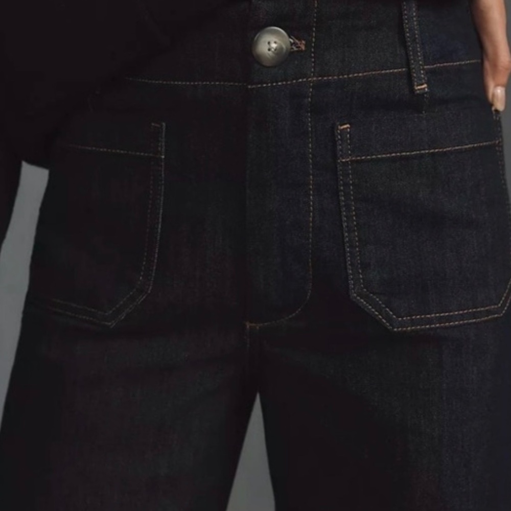 Anthropologie Maeve The Colette dark Rinse Wide -Leg Jeans cropped  like new - Picture 2 of 7